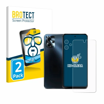 Parte frontal de un envase de producto con el logotipo de la marca BROTECT. Al lado se muestra el dispositivo Motorola Moto G1