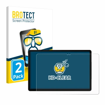 Parte frontal de un envase de producto con el logotipo de la marca BROTECT. Al lado se muestra el dispositivo Samsung Galaxy T
