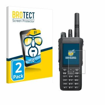 Parte frontal de un envase de producto con el logotipo de la marca BROTECT. Al lado se muestra el dispositivo Motorola Mototrb