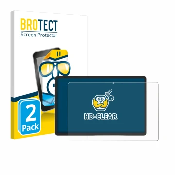Parte frontal de un envase de producto con el logotipo de la marca BROTECT. Al lado se muestra el dispositivo Samsung Galaxy T