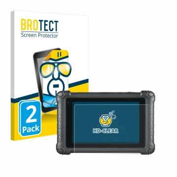 Parte frontal de un envase de producto con el logotipo de la marca BROTECT. Al lado se muestra el dispositivo Autel MaxiDAS DS