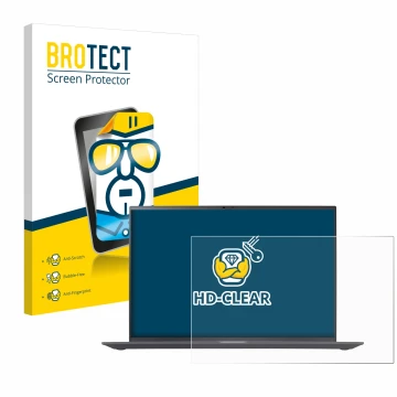 Parte frontal de un envase de producto con el logotipo de la marca BROTECT. Al lado se muestra el dispositivo LG gram 16'' 202