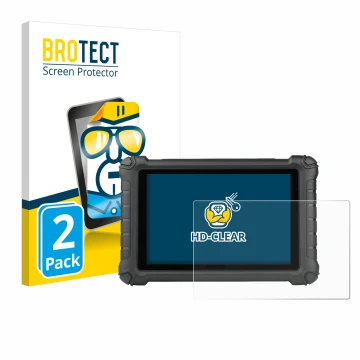 Parte frontal de un envase de producto con el logotipo de la marca BROTECT. Al lado se muestra el dispositivo Autel MX900c con