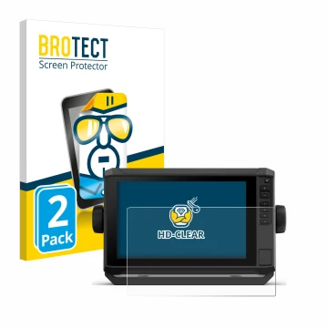Parte frontal de un envase de producto con el logotipo de la marca BROTECT. Al lado se muestra el dispositivo Garmin ECHOMAP U
