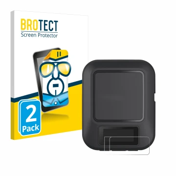 Parte frontal de un envase de producto con el logotipo de la marca BROTECT. Al lado se muestra el dispositivo Garmin inReach M