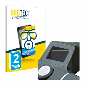 Parte frontal de un envase de producto con el logotipo de la marca BROTECT. Al lado se muestra el dispositivo Motocaddy M7 Rem