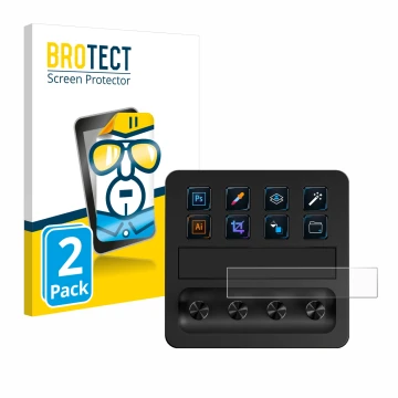 Parte frontal de un envase de producto con el logotipo de la marca BROTECT. Al lado se muestra el dispositivo Elgato Stream De