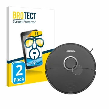 Parte frontal de un envase de producto con el logotipo de la marca BROTECT. Al lado se muestra el dispositivo Roborock S8 Lida