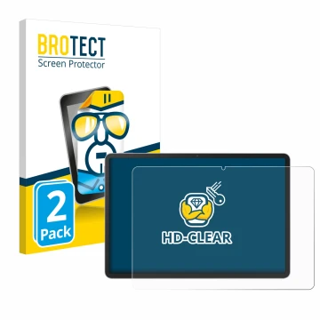 Parte frontal de un envase de producto con el logotipo de la marca BROTECT. Al lado se muestra el dispositivo Huawei MatePad 1