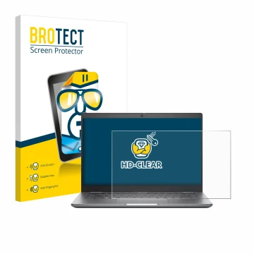 Parte frontal de un envase de producto con el logotipo de la marca BROTECT. Al lado se muestra el dispositivo Dell Latitude 53