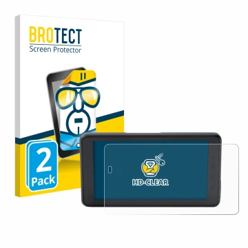 Parte frontal de un envase de producto con el logotipo de la marca BROTECT. Al lado se muestra el dispositivo BMW ConnectedRid