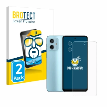 Parte frontal de un envase de producto con el logotipo de la marca BROTECT. Al lado se muestra el dispositivo Motorola Moto G5