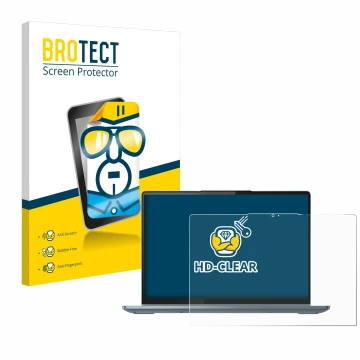 Parte frontal de un envase de producto con el logotipo de la marca BROTECT. Al lado se muestra el dispositivo Lenovo IdeaPad F