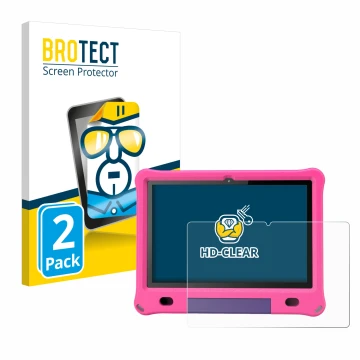 Parte frontal de un envase de producto con el logotipo de la marca BROTECT. Al lado se muestra el dispositivo Pritom B10 Kids 