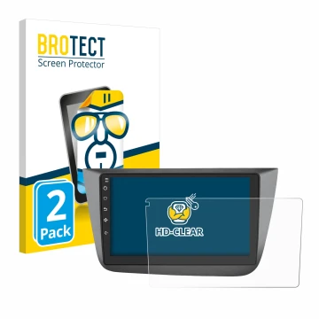 Parte frontal de un envase de producto con el logotipo de la marca BROTECT. Al lado se muestra el dispositivo Topway Android C