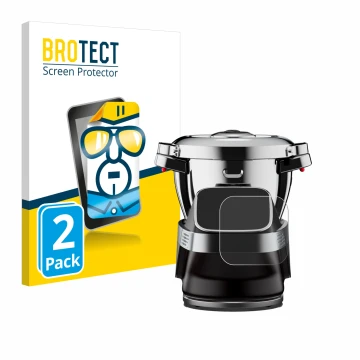 Parte frontal de un envase de producto con el logotipo de la marca BROTECT. Al lado se muestra el dispositivo WMF Avantgarde c