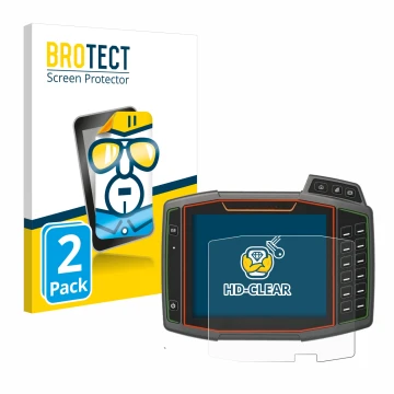 Parte frontal de un envase de producto con el logotipo de la marca BROTECT. Al lado se muestra el dispositivo Amazone AmaTron 