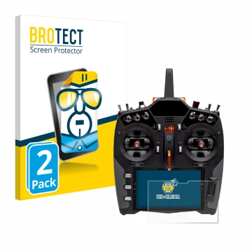 Parte frontal de un envase de producto con el logotipo de la marca BROTECT. Al lado se muestra el dispositivo Spektrum NX20 co
