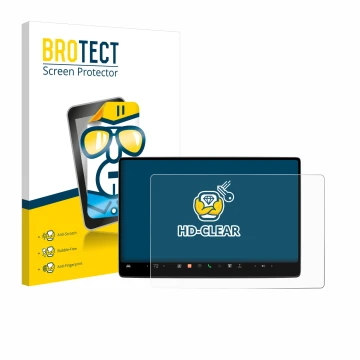 Parte frontal de un envase de producto con el logotipo de la marca BROTECT. Al lado se muestra el dispositivo Tesla Model 3 20