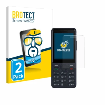 Parte frontal de un envase de producto con el logotipo de la marca BROTECT. Al lado se muestra el dispositivo TCL Onetouch 402