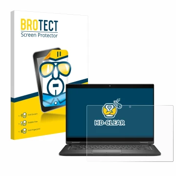 Parte frontal de un envase de producto con el logotipo de la marca BROTECT. Al lado se muestra el dispositivo Dell Latitude 73