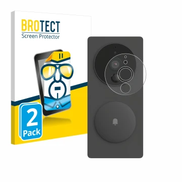 Parte frontal de un envase de producto con el logotipo de la marca BROTECT. Al lado se muestra el dispositivo Aqara SVD-KIT1 (