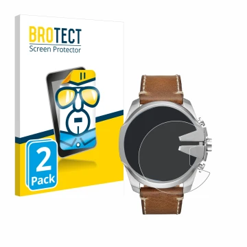 Parte frontal de un envase de producto con el logotipo de la marca BROTECT. Al lado se muestra el dispositivo Diesel Mega Chie