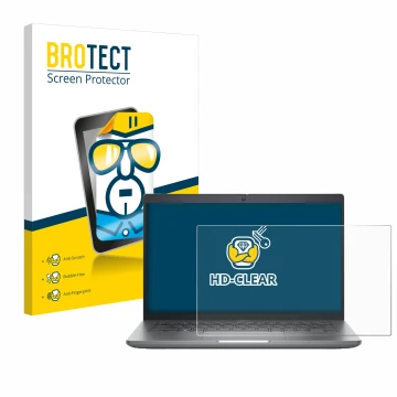 Parte frontal de un envase de producto con el logotipo de la marca BROTECT. Al lado se muestra el dispositivo Dell Precision 3