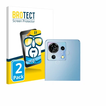 Parte frontal de un envase de producto con el logotipo de la marca BROTECT. Al lado se muestra el dispositivo ZTE Blade V50 Vi