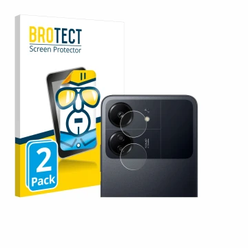 Parte frontal de un envase de producto con el logotipo de la marca BROTECT. Al lado se muestra el dispositivo Xiaomi Poco C65 