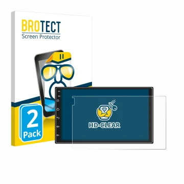 Parte frontal de un envase de producto con el logotipo de la marca BROTECT. Al lado se muestra el dispositivo Ankeway Car Radi