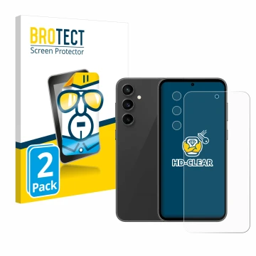 Parte frontal de un envase de producto con el logotipo de la marca BROTECT. Al lado se muestra el dispositivo Samsung Galaxy S