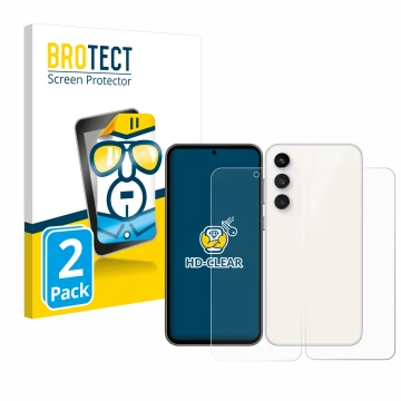 Parte frontal de un envase de producto con el logotipo de la marca BROTECT. Al lado se muestra el dispositivo Samsung Galaxy S