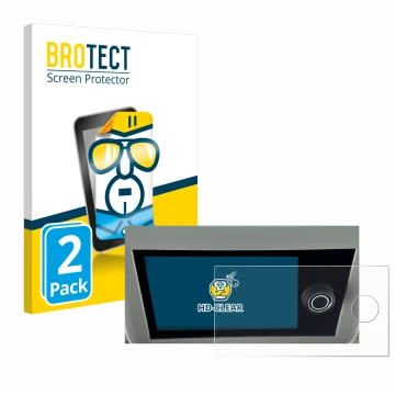 Parte frontal de un envase de producto con el logotipo de la marca BROTECT. Al lado se muestra el dispositivo Volkswagen Calif