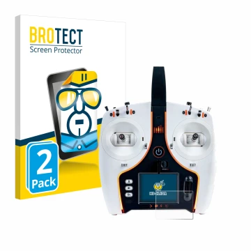 Parte frontal de un envase de producto con el logotipo de la marca BROTECT. Al lado se muestra el dispositivo Spektrum NX7e co