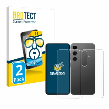 Parte frontal de un envase de producto con el logotipo de la marca BROTECT. Al lado se muestra el dispositivo Samsung Galaxy S