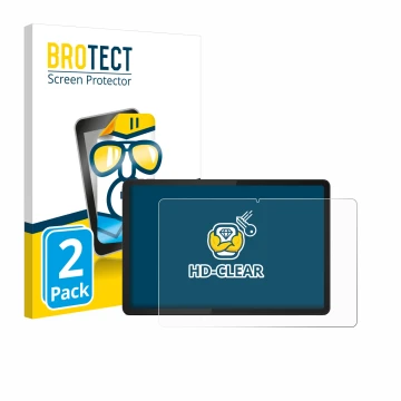 Parte frontal de un envase de producto con el logotipo de la marca BROTECT. Al lado se muestra el dispositivo Lenovo Tab M11 c