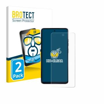 Parte frontal de un envase de producto con el logotipo de la marca BROTECT. Al lado se muestra el dispositivo Motorola Moto G2