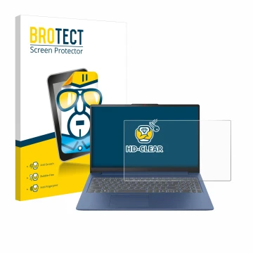 Parte frontal de un envase de producto con el logotipo de la marca BROTECT. Al lado se muestra el dispositivo Lenovo IdeaPad S