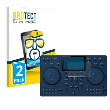 Parte frontal de un envase de producto con el logotipo de la marca BROTECT. Al lado se muestra el dispositivo AlphaTheta OMNIS