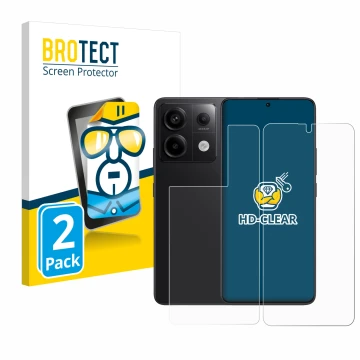 Parte frontal de un envase de producto con el logotipo de la marca BROTECT. Al lado se muestra el dispositivo Xiaomi Redmi Not