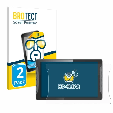 Parte frontal de un envase de producto con el logotipo de la marca BROTECT. Al lado se muestra el dispositivo Logicom Multimed