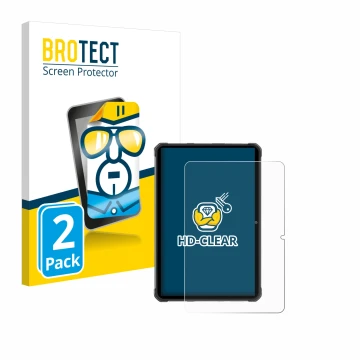 Parte frontal de un envase de producto con el logotipo de la marca BROTECT. Al lado se muestra el dispositivo Hotwav R7 con su