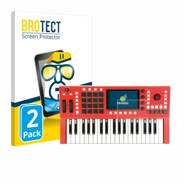 Parte frontal de un envase de producto con el logotipo de la marca BROTECT. Al lado se muestra el dispositivo Akai Professiona