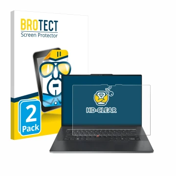 Parte frontal de un envase de producto con el logotipo de la marca BROTECT. Al lado se muestra el dispositivo Lenovo ThinkPad 