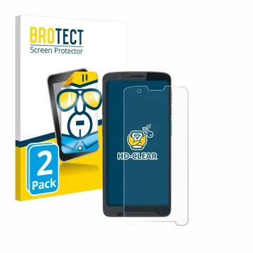 Parte frontal de un envase de producto con el logotipo de la marca BROTECT. Al lado se muestra el dispositivo Unitech EA660 co