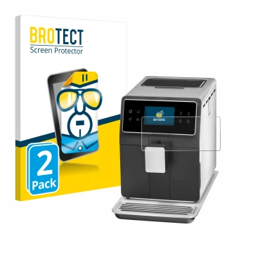 Parte frontal de un envase de producto con el logotipo de la marca BROTECT. Al lado se muestra el dispositivo WMF Perfection 8
