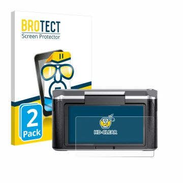 Parte frontal de un envase de producto con el logotipo de la marca BROTECT. Al lado se muestra el dispositivo Revopoint Miraco