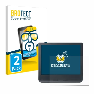 Parte frontal de un envase de producto con el logotipo de la marca BROTECT. Al lado se muestra el dispositivo Kobo Libra Colou