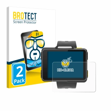 Parte frontal de un envase de producto con el logotipo de la marca BROTECT. Al lado se muestra el dispositivo Newland WD1 con 